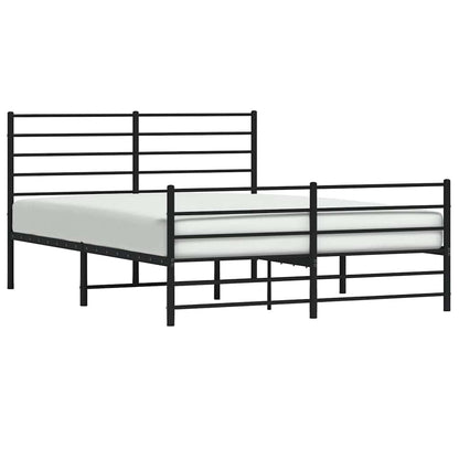 vidaXL Metal Bed Frame without Mattress with Footboard Black 150x200cm 5