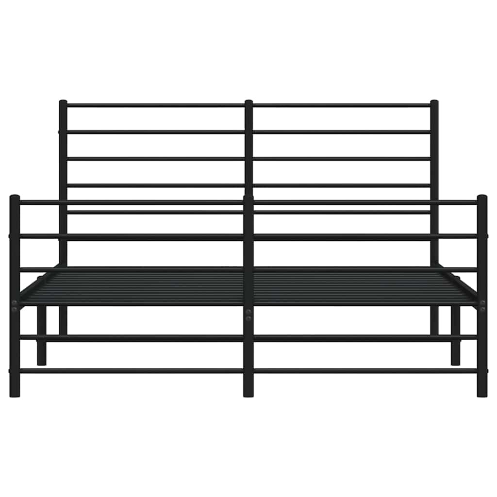 vidaXL Metal Bed Frame without Mattress with Footboard Black 150x200cm 6