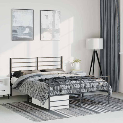vidaXL Metal Bed Frame without Mattress with Footboard Black 150x200cm 1