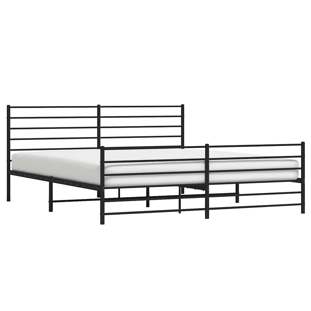 vidaXL Metal Bed Frame without Mattress with Footboard Black 193x203cm 5
