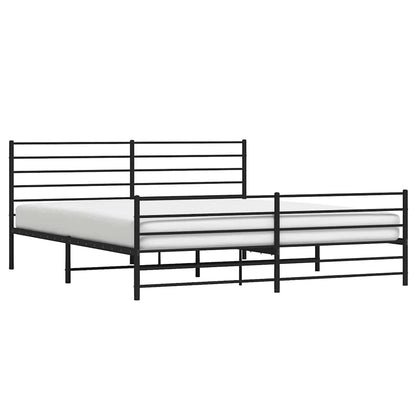 vidaXL Metal Bed Frame without Mattress with Footboard Black 193x203cm 5