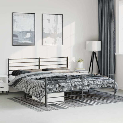 vidaXL Metal Bed Frame without Mattress with Footboard Black 193x203cm 1