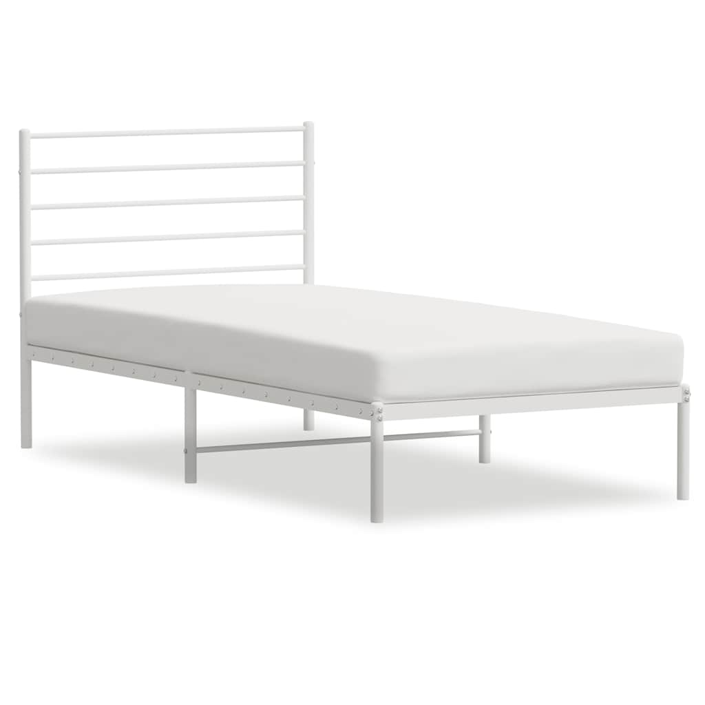vidaXL Metal Bed Frame without Mattress with Headboard White 80x200cm 2