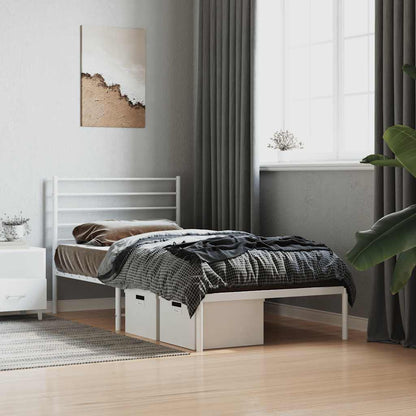 vidaXL Metal Bed Frame without Mattress with Headboard White 80x200cm 4