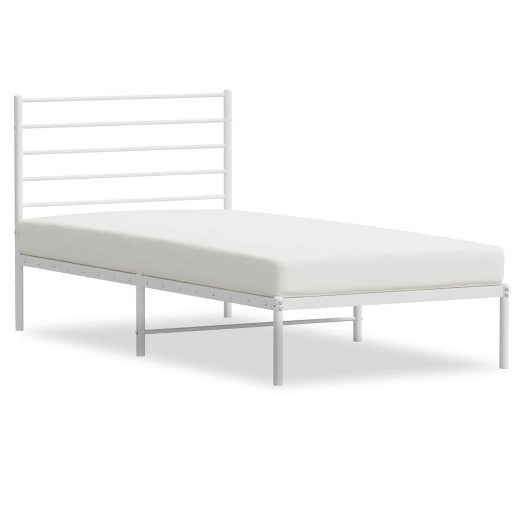 vidaXL Metal Bed Frame without Mattress with Headboard White 90x190cm 2