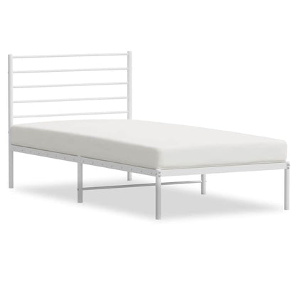 vidaXL Metal Bed Frame without Mattress with Headboard White 90x190cm 2