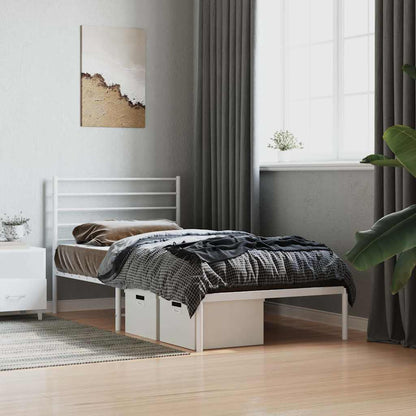 vidaXL Metal Bed Frame without Mattress with Headboard White 90x190cm 4
