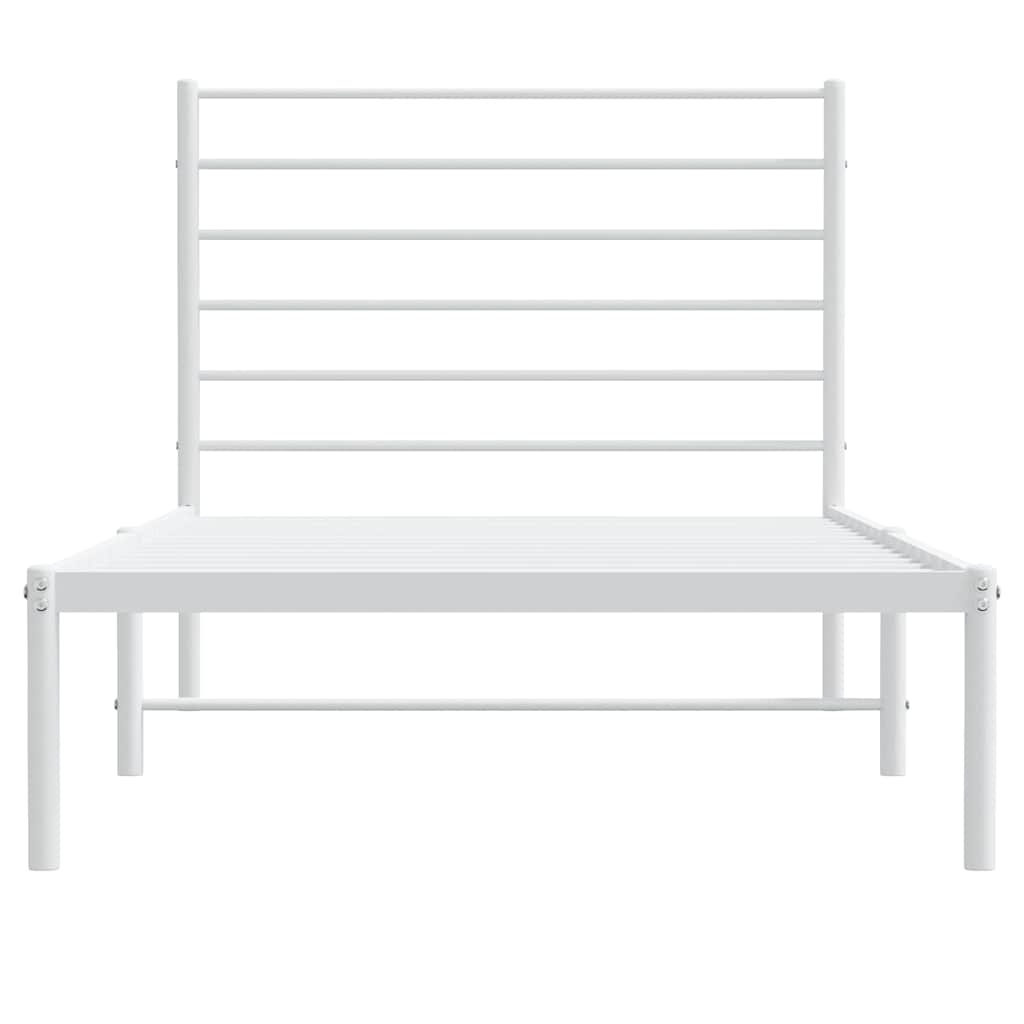 vidaXL Metal Bed Frame without Mattress with Headboard White 90x190cm 6