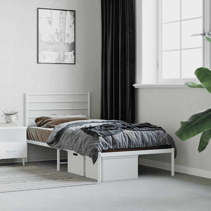 vidaXL Metal Bed Frame without Mattress with Headboard White 90x190cm 1