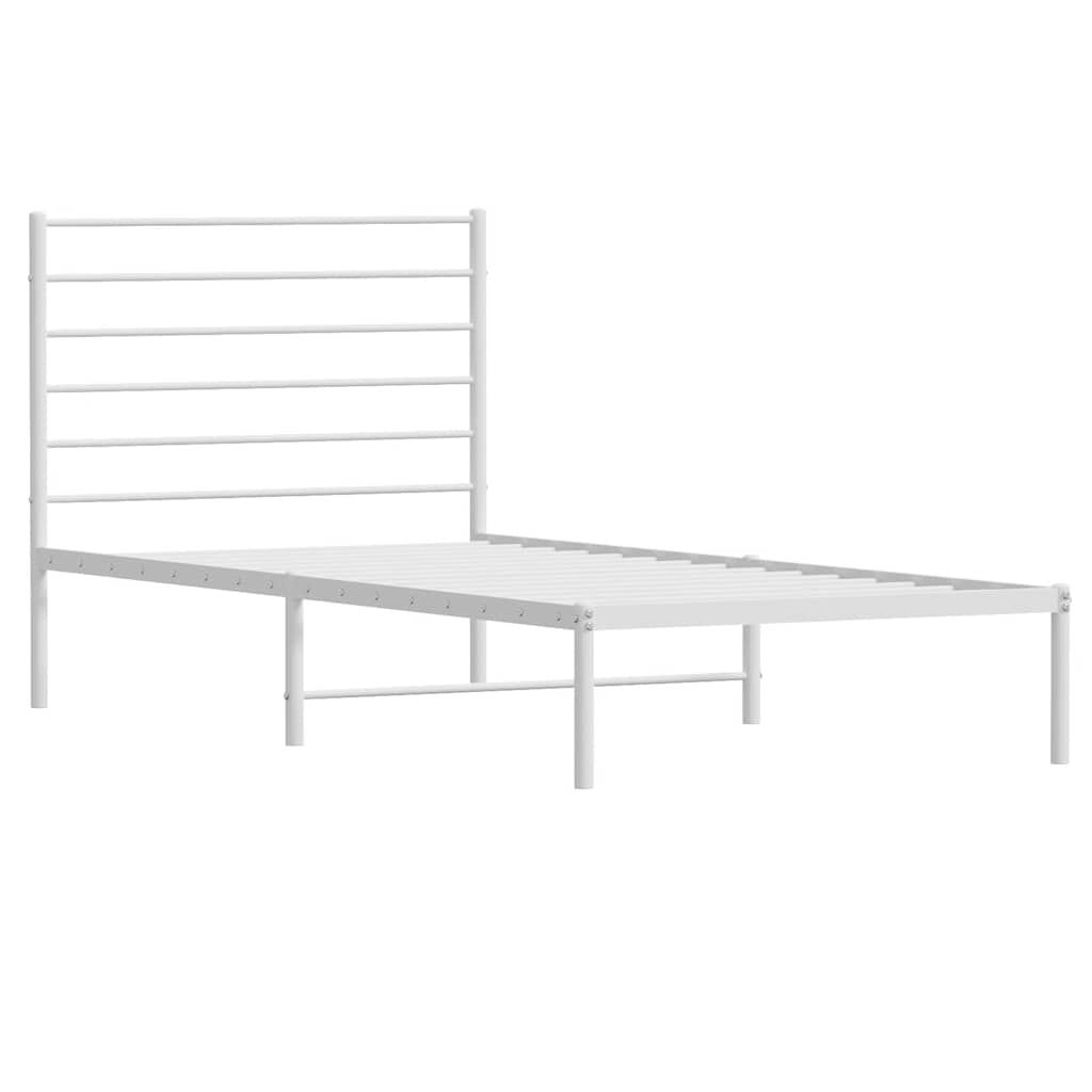 vidaXL Metal Bed Frame without Mattress with Headboard White 90x200cm 3