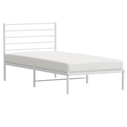 vidaXL Metal Bed Frame without Mattress with Headboard White 90x200cm 5
