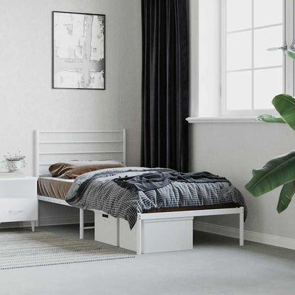 vidaXL Metal Bed Frame without Mattress with Headboard White 90x200cm 1