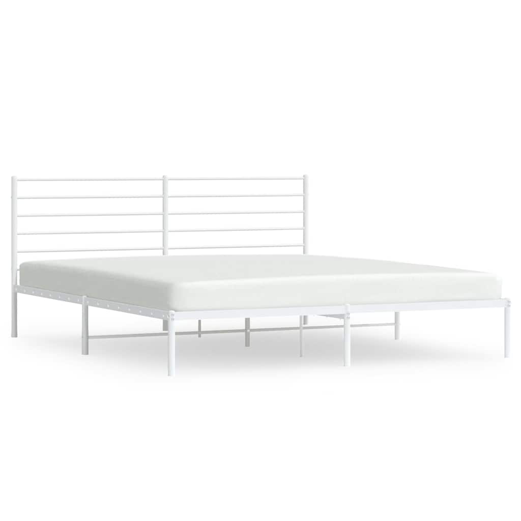 vidaXL Metal Bed Frame without Mattress with Headboard White 183x213cm 2