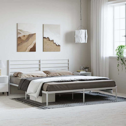 vidaXL Metal Bed Frame without Mattress with Headboard White 183x213cm 1
