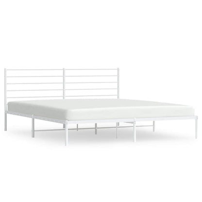 vidaXL Metal Bed Frame without Mattress with Headboard White 193x203cm 2
