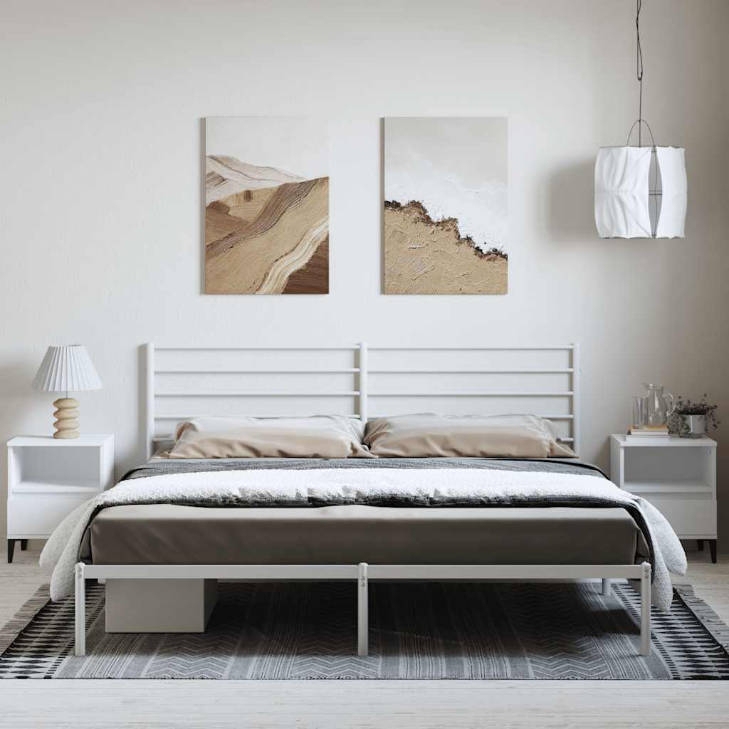 vidaXL Metal Bed Frame without Mattress with Headboard White 193x203cm 3