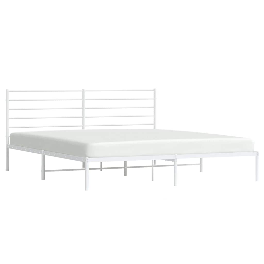 vidaXL Metal Bed Frame without Mattress with Headboard White 193x203cm 5