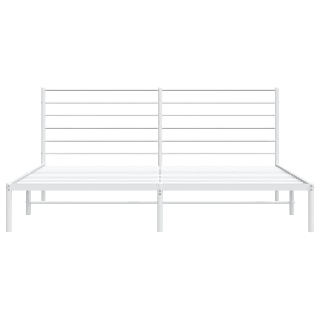 vidaXL Metal Bed Frame without Mattress with Headboard White 193x203cm 6