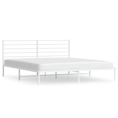 vidaXL Metal Bed Frame without Mattress with Headboard White 200x200cm 2