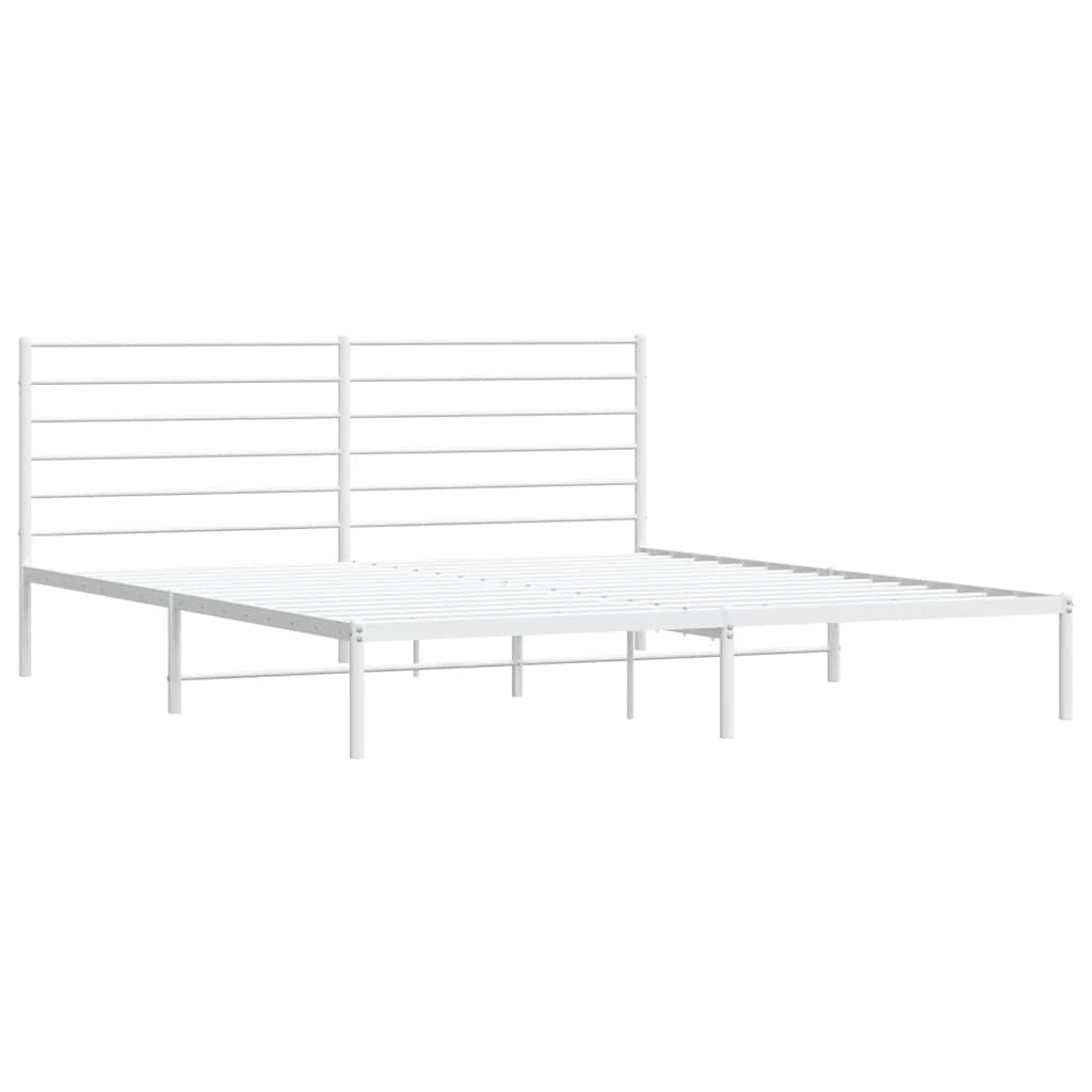 vidaXL Metal Bed Frame without Mattress with Headboard White 200x200cm 3