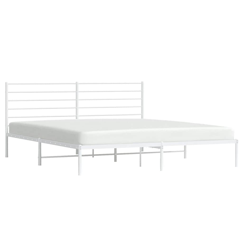 vidaXL Metal Bed Frame without Mattress with Headboard White 200x200cm 5