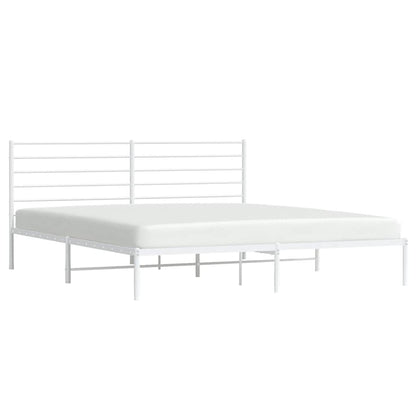 vidaXL Metal Bed Frame without Mattress with Headboard White 200x200cm 5