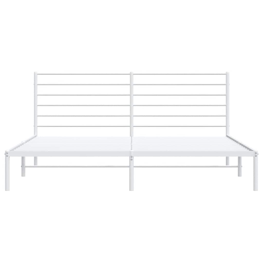 vidaXL Metal Bed Frame without Mattress with Headboard White 200x200cm 6