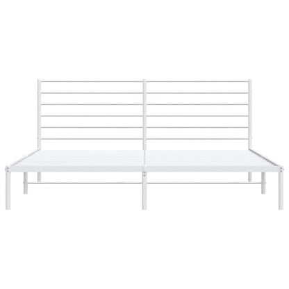vidaXL Metal Bed Frame without Mattress with Headboard White 200x200cm 6