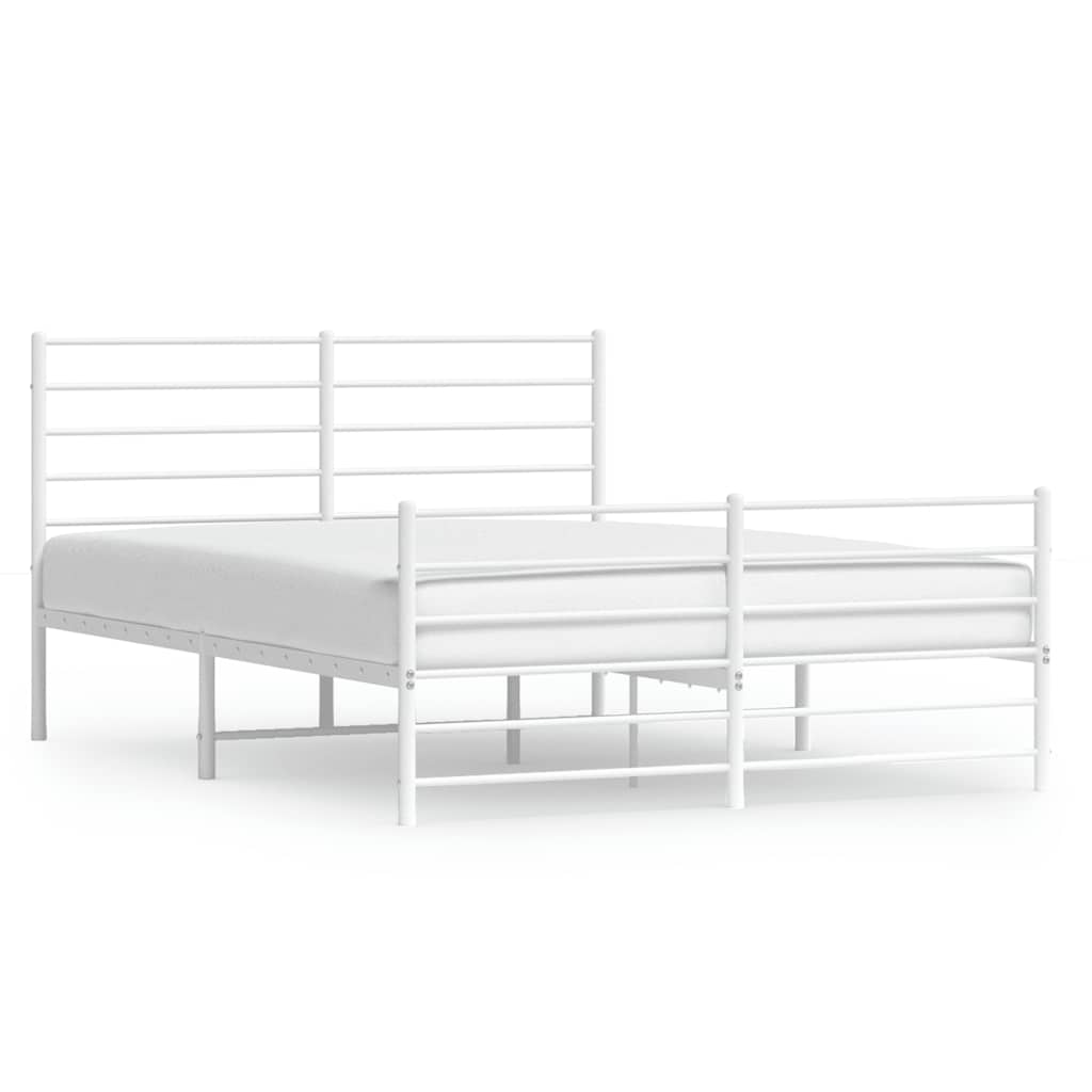 vidaXL Metal Bed Frame without Mattress with Footboard White 120x190cm 2