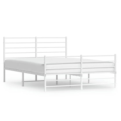 vidaXL Metal Bed Frame without Mattress with Footboard White 120x190cm 2