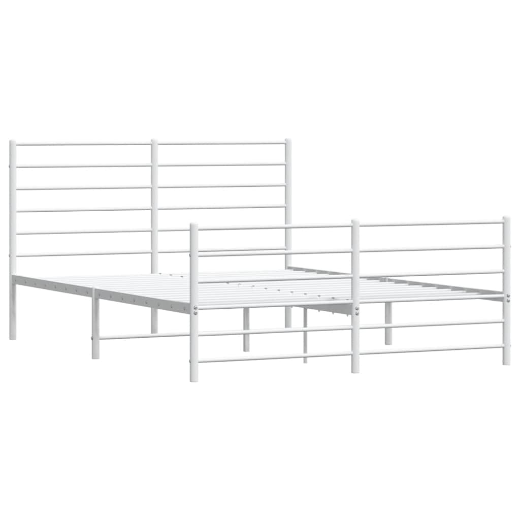 vidaXL Metal Bed Frame without Mattress with Footboard White 120x190cm 3