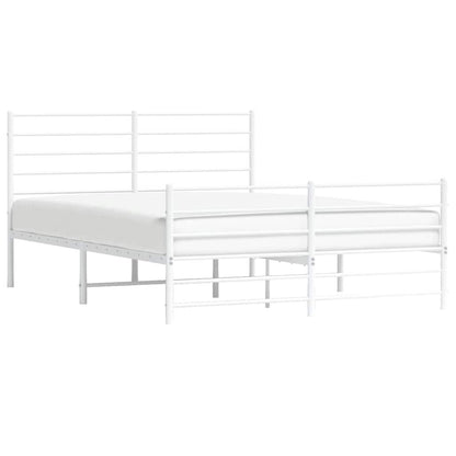 vidaXL Metal Bed Frame without Mattress with Footboard White 120x190cm 5