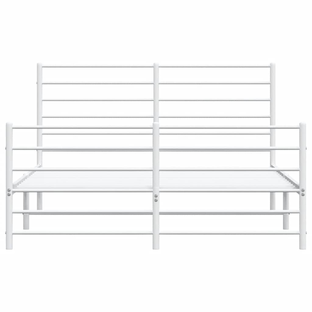 vidaXL Metal Bed Frame without Mattress with Footboard White 120x190cm 6
