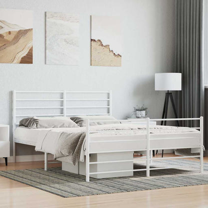 vidaXL Metal Bed Frame without Mattress with Footboard White 120x190cm 1