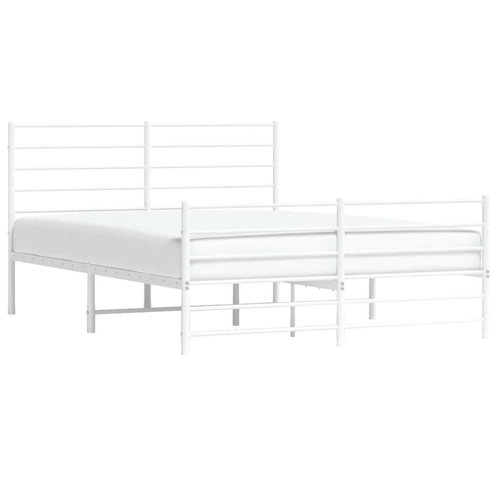 vidaXL Metal Bed Frame without Mattress with Footboard White 120x200cm 5