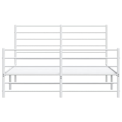vidaXL Metal Bed Frame without Mattress with Footboard White 120x200cm 6