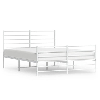 vidaXL Metal Bed Frame without Mattress with Footboard White 140x190cm 2