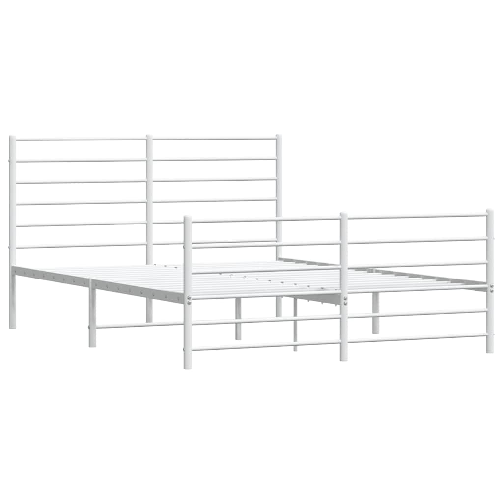 vidaXL Metal Bed Frame without Mattress with Footboard White 140x190cm 3