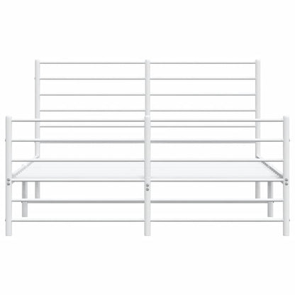 vidaXL Metal Bed Frame without Mattress with Footboard White 140x190cm 6