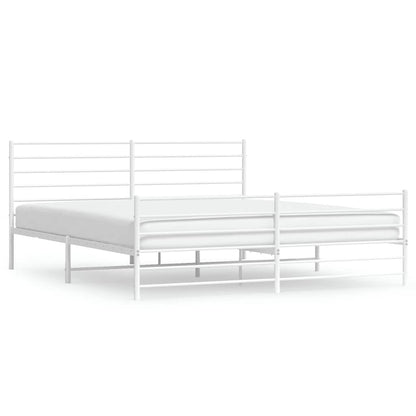 vidaXL Metal Bed Frame without Mattress with Footboard White 183x213cm 2