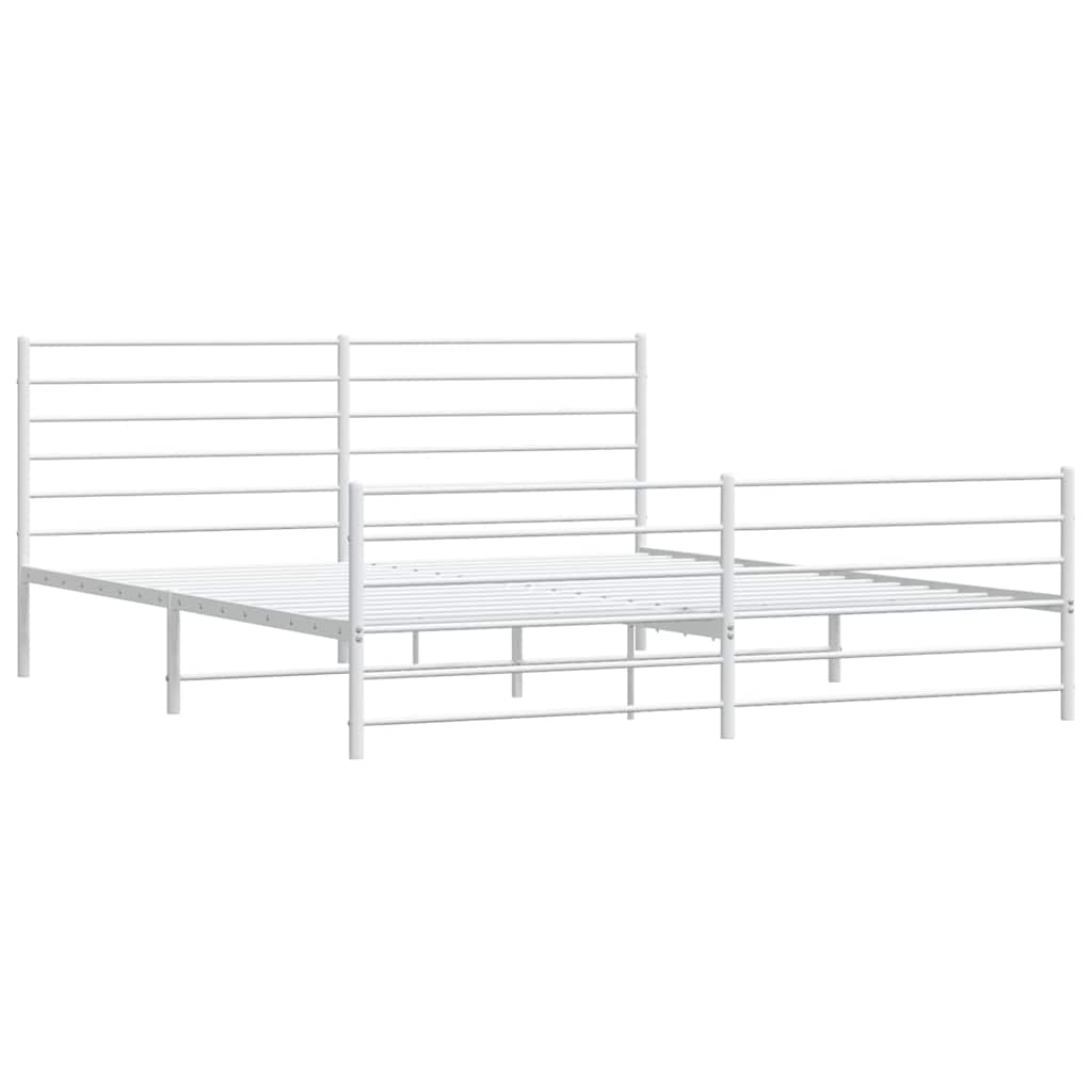 vidaXL Metal Bed Frame without Mattress with Footboard White 183x213cm 4