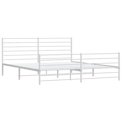 vidaXL Metal Bed Frame without Mattress with Footboard White 183x213cm 4