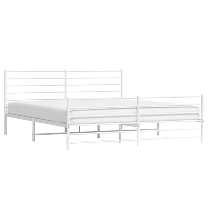 vidaXL Metal Bed Frame without Mattress with Footboard White 183x213cm 5