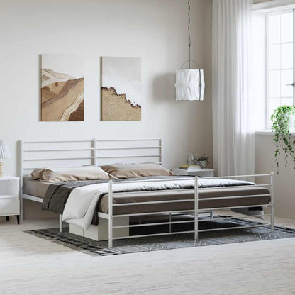 vidaXL Metal Bed Frame without Mattress with Footboard White 183x213cm 1