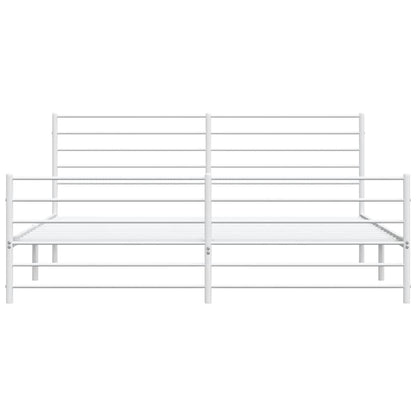 vidaXL Metal Bed Frame without Mattress with Footboard White 193x203cm 6