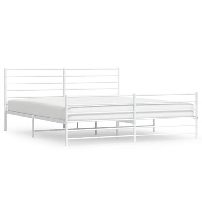 vidaXL Metal Bed Frame without Mattress with Footboard White 200x200cm 2