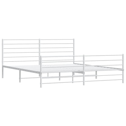 vidaXL Metal Bed Frame without Mattress with Footboard White 200x200cm 3