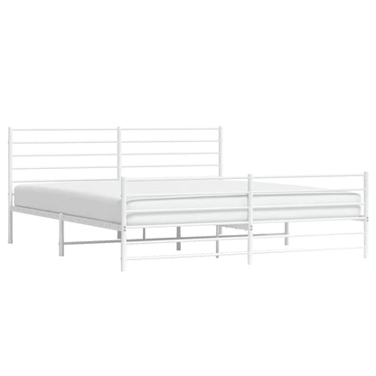 vidaXL Metal Bed Frame without Mattress with Footboard White 200x200cm 5