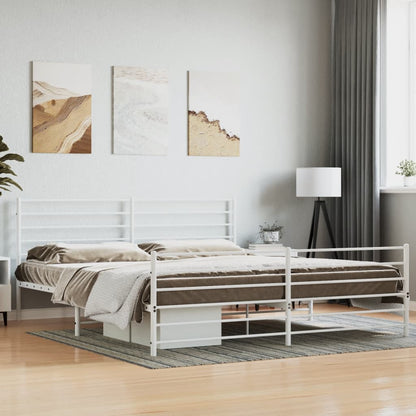vidaXL Metal Bed Frame without Mattress with Footboard White 200x200cm 1