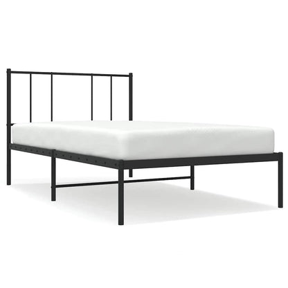 vidaXL Metal Bed Frame without Mattress with Headboard Black 90x190cm 2